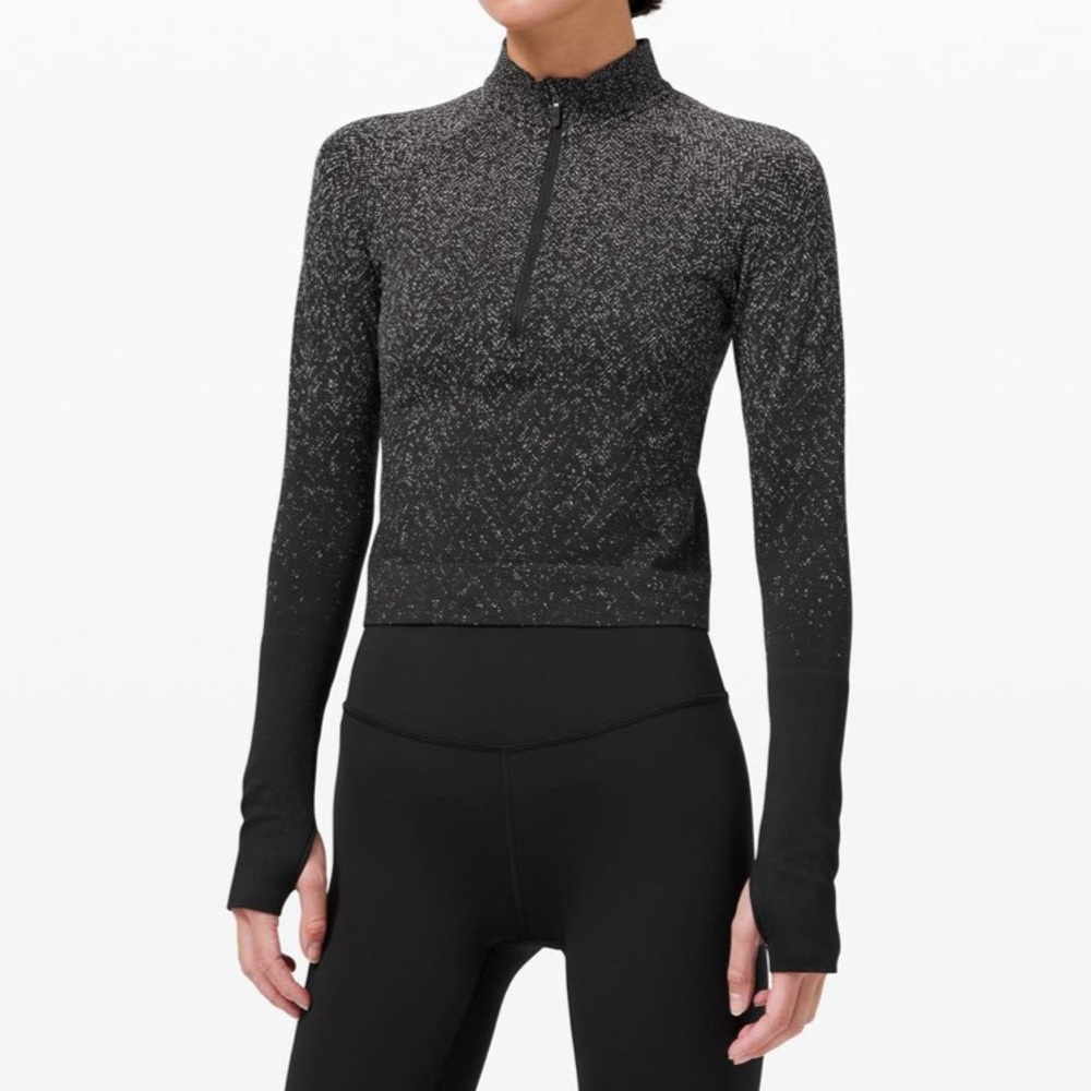 Lululemon Rest Less Cropped 1/2 Zip
Herringbone Fade Black / White